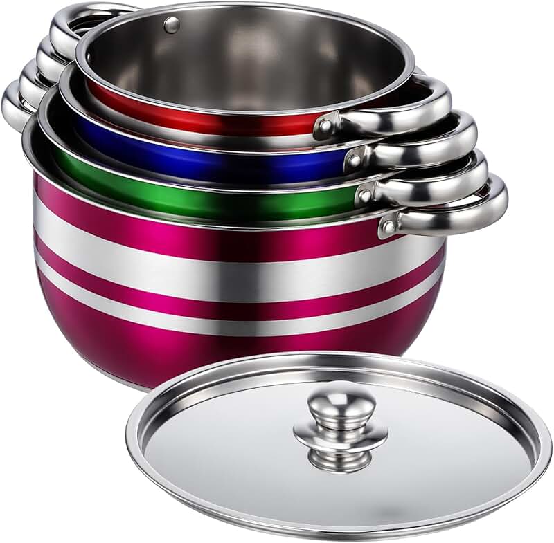 4-Piece Stainless Steel Cookware Set with Cool-Touch Handles