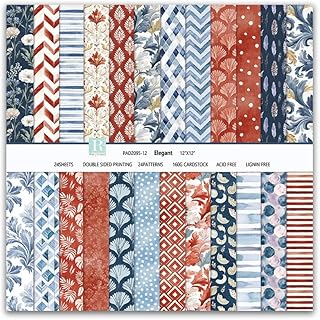 Vintage floral scrapbook paper, 12x12 inches, 24 sheets