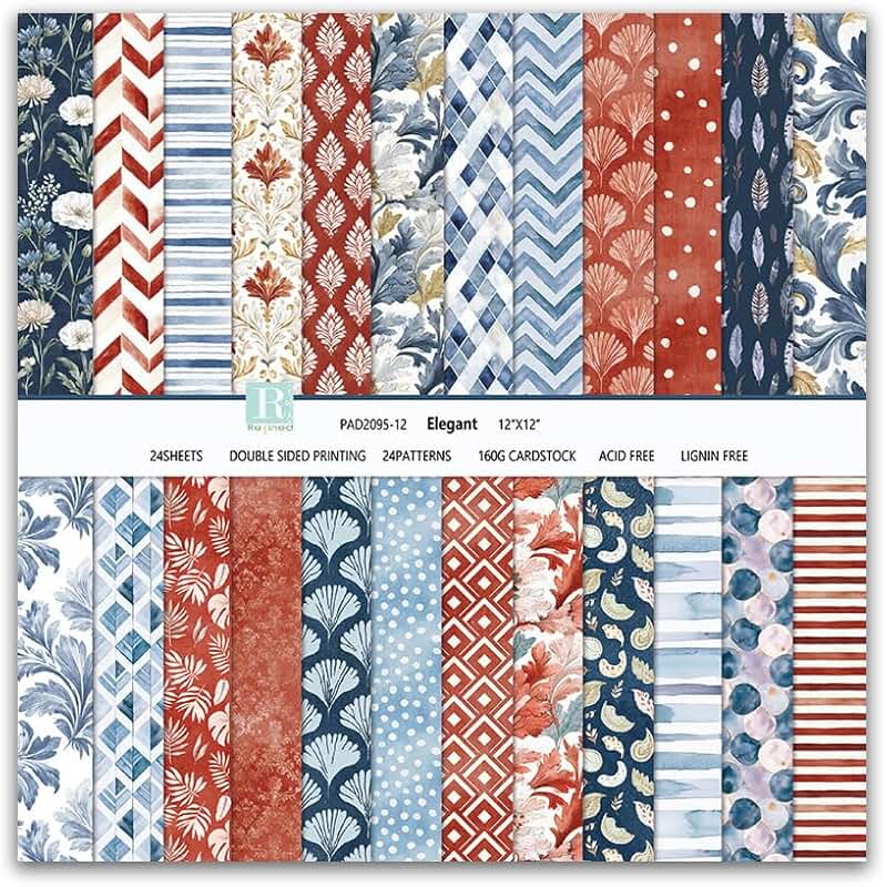 Vintage floral scrapbook paper, 12x12 inches, 24 sheets