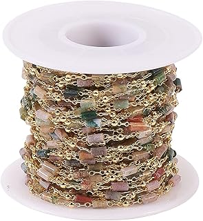 Vintage Natural Agate Crystal Beaded Chain for Jewelry Making