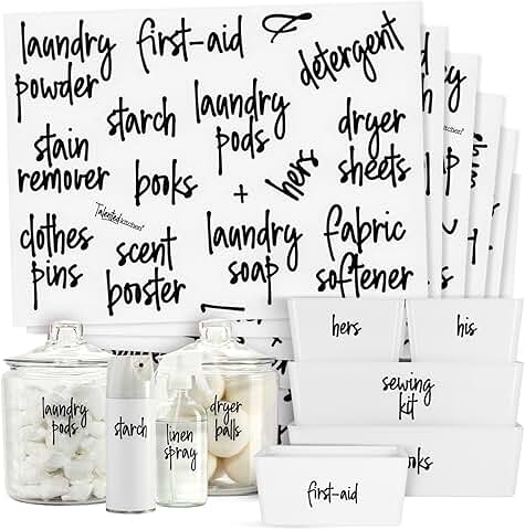 Kitchen and Laundry Labels, 141 White Vinyl