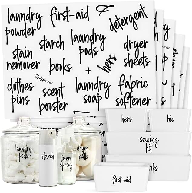 Kitchen and Laundry Labels, 141 White Vinyl