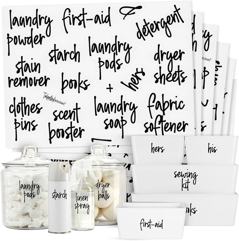 Kitchen and Laundry Labels, 141 White Vinyl
