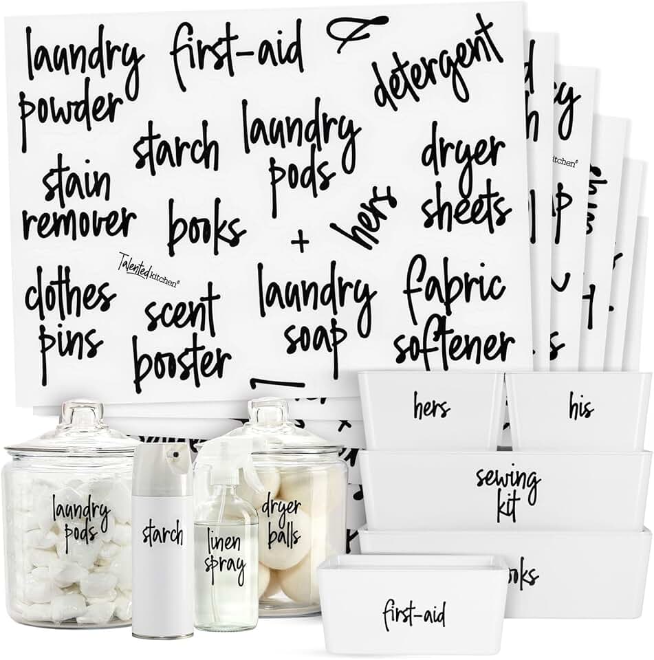 Kitchen and Laundry Labels, 141 White Vinyl