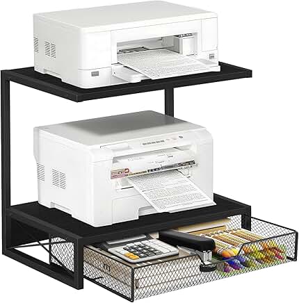 2-Tier Wooden Printer and Office Organizer Shelf