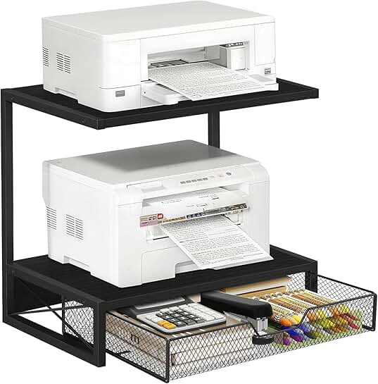 2-Tier Wooden Printer and Office Organizer Shelf
