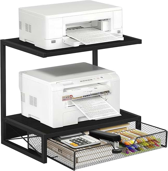2-Tier Wooden Printer and Office Organizer Shelf