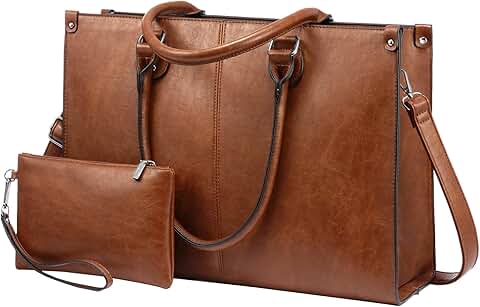 Large Vintage Leather Laptop Tote Bag for Women