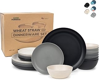 24-Piece Unbreakable Wheat Straw Dinnerware Set for 8