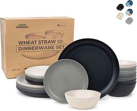 24-Piece Unbreakable Wheat Straw Dinnerware Set for 8