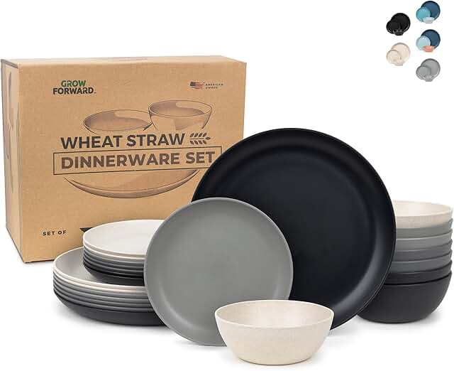 24-Piece Unbreakable Wheat Straw Dinnerware Set for 8