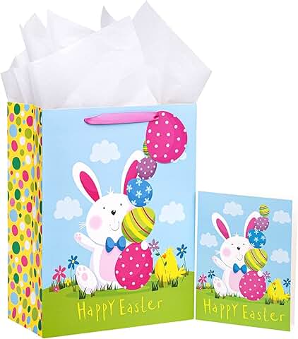 Large Easter Gift Bag with Card and Tissue Paper