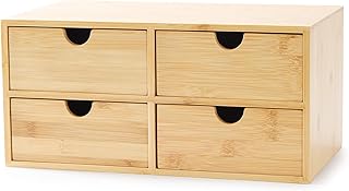 Mini Bamboo Desk Organizer with Four Drawers