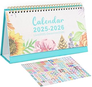 Desk Calendar 2025-2026 with Stickers