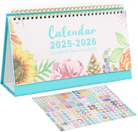 Desk Calendar 2025-2026 with Stickers
