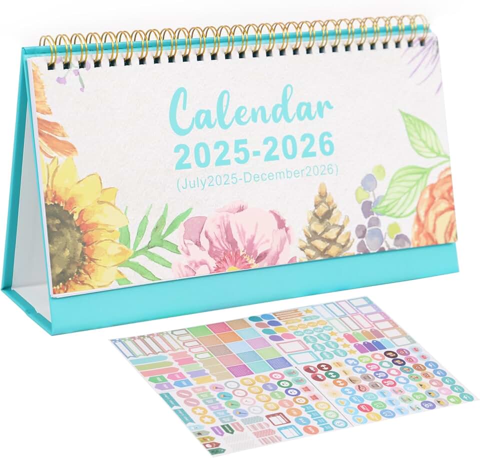 Desk Calendar 2025-2026 with Stickers