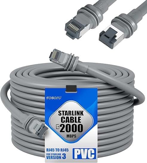 70ft Waterproof Grey Extension Cable for Starlink Gen 3