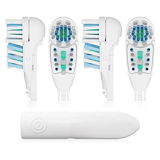 Set of four soft-bristle toothbrush heads for daily cleaning