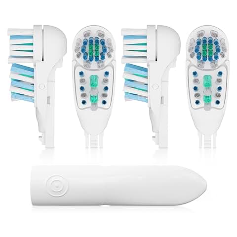 Set of four soft-bristle toothbrush heads for daily cleaning