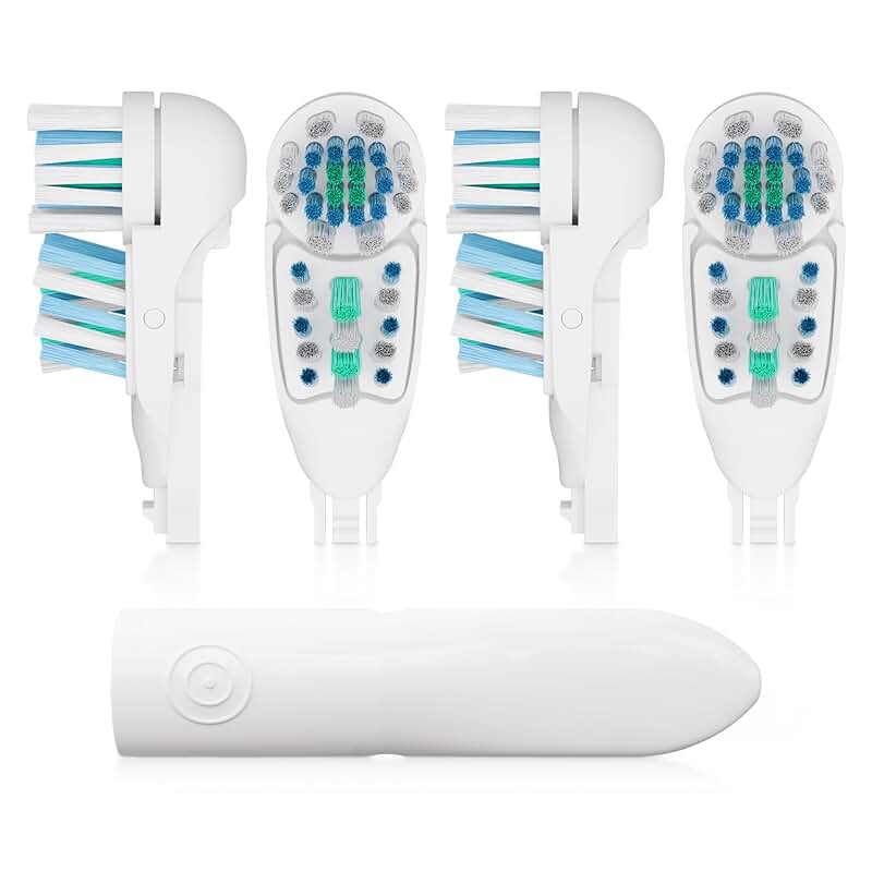 Set of four soft-bristle toothbrush heads for daily cleaning