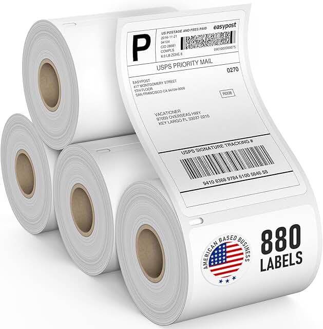 Thermal Shipping Labels, Water Resistant, 220 per Roll