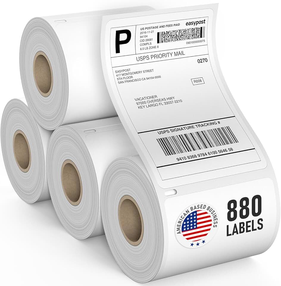 Thermal Shipping Labels, Water Resistant, 220 per Roll