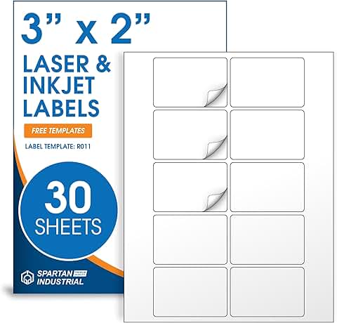Matte White Shipping Labels, 3x2 inches, 30 Sheets