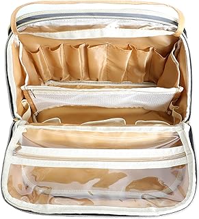 Large Standing Makeup Bag with Mirror and Brush Space