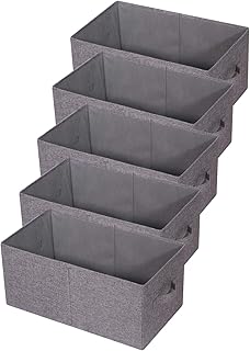 Set of 5 Gray Fabric Closet Organizer Bins