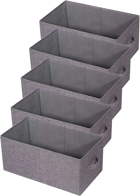 Set of 5 Gray Fabric Closet Organizer Bins