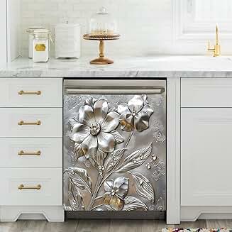 Floral Dishwasher Magnet Cover for Kitchen Decor