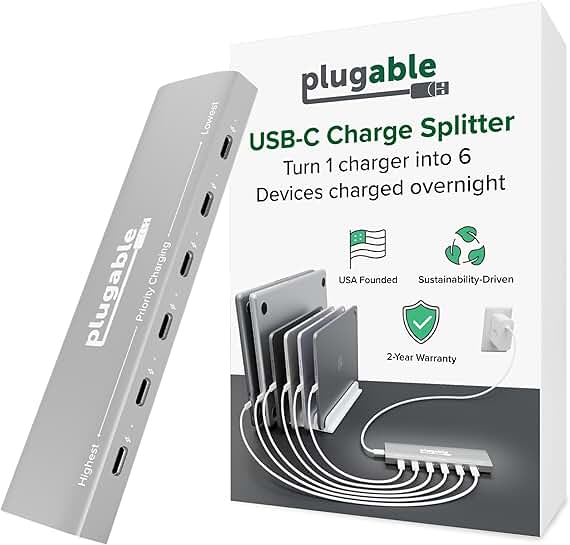 6 Port USB C Charging Station with 100W Power