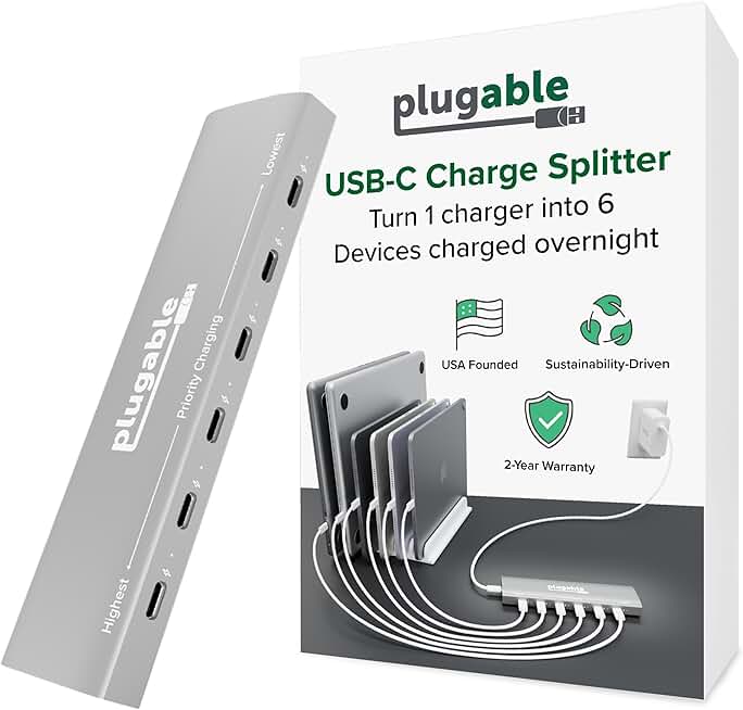 6 Port USB C Charging Station with 100W Power
