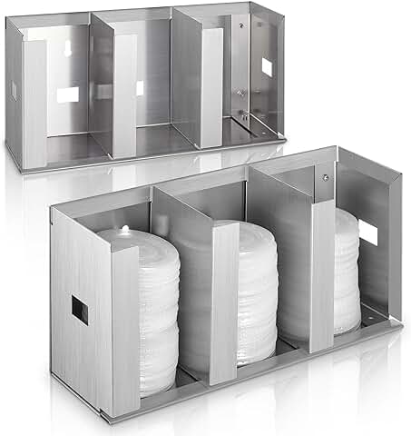 Stainless Steel Cup Dispenser with Adjustable Dividers