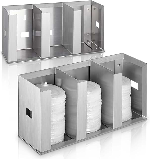 Stainless Steel Cup Dispenser with Adjustable Dividers