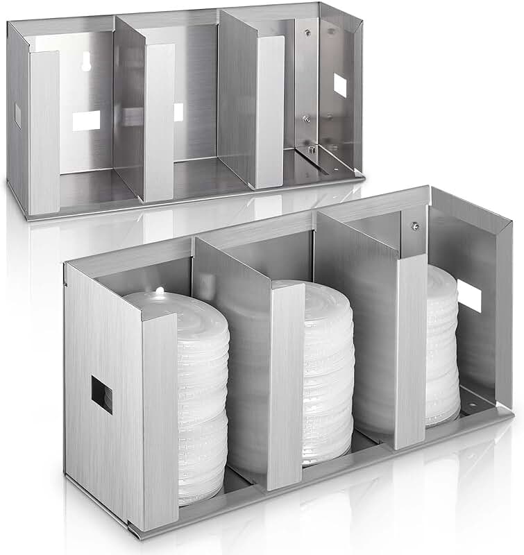 Stainless Steel Cup Dispenser with Adjustable Dividers
