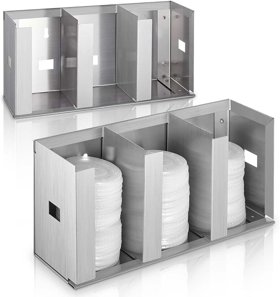 Stainless Steel Cup Dispenser with Adjustable Dividers