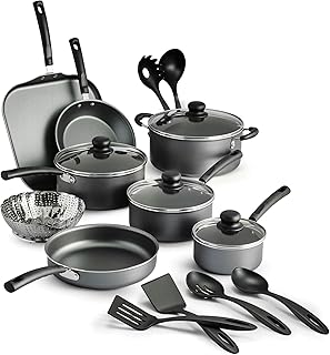 18-Piece Non-Stick Cookware Set with Pans, Dutch Oven, Griddle, Steamer, Utensils