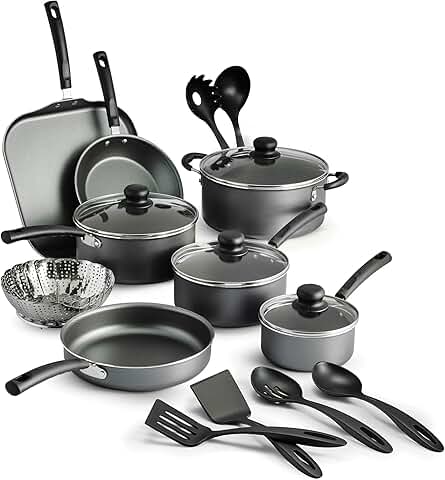 18-Piece Non-Stick Cookware Set with Pans, Dutch Oven, Griddle, Steamer, Utensils