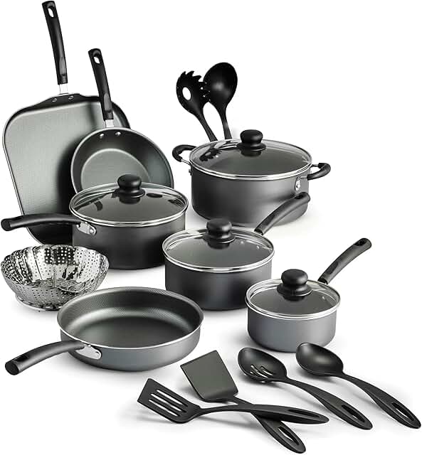 18-Piece Heavy-Duty Nonstick Cookware Set with Lids and Utensils