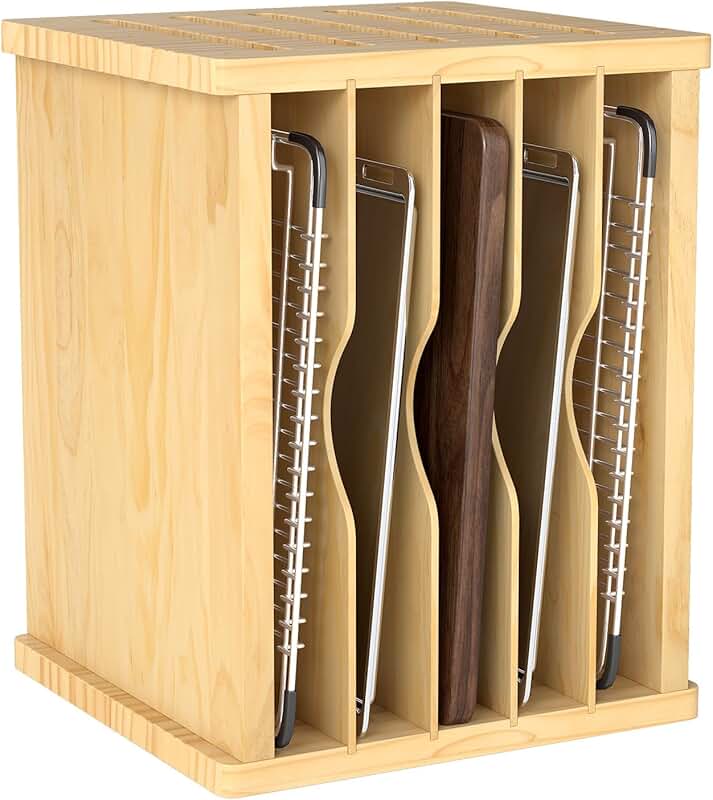 Wooden 6-Tier Vertical Tray Divider Organizer