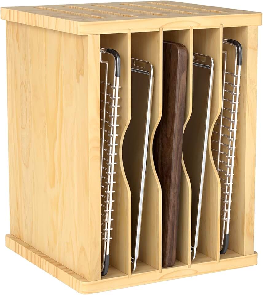 Wooden 6-Tier Vertical Tray Divider Organizer