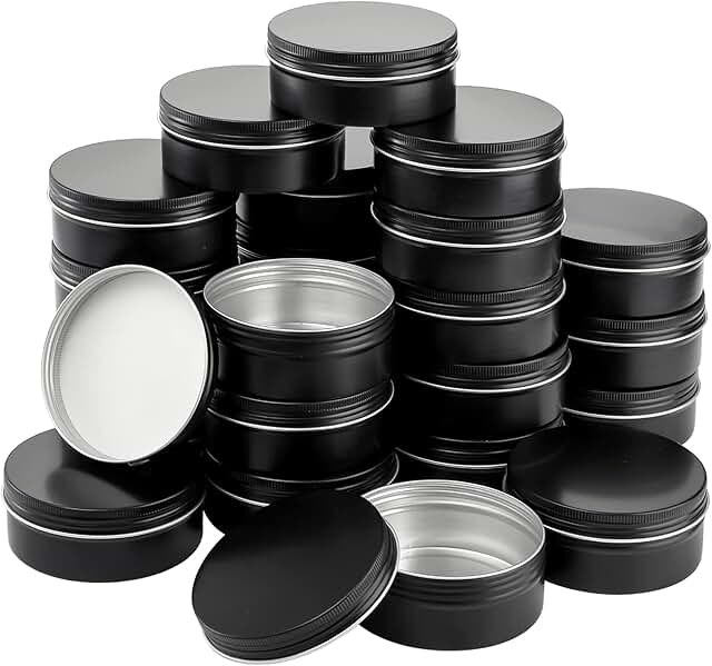24 Pack 8 oz Round Aluminum Tin Cans with Screw Top Lids