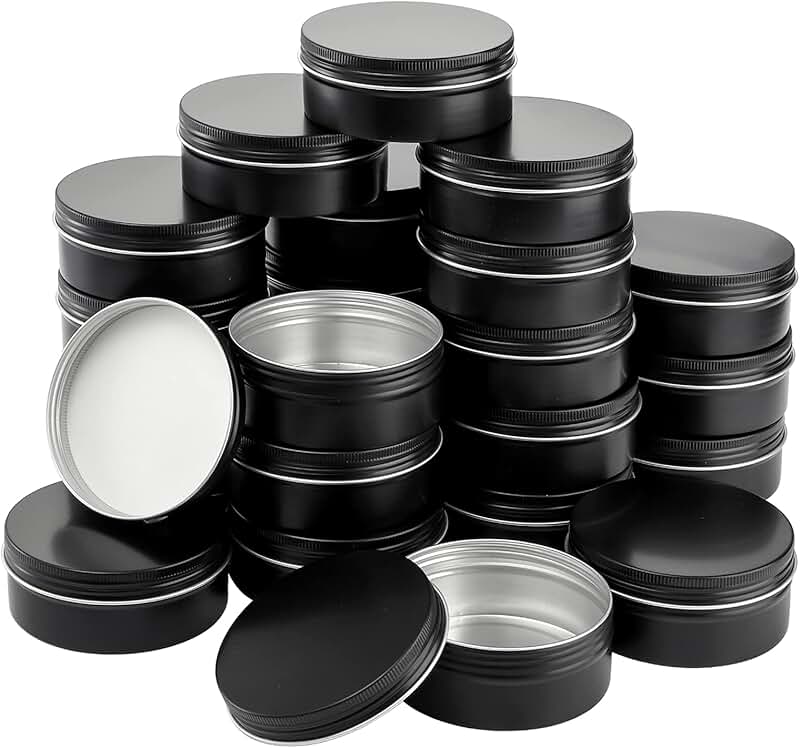 24 Pack 8 oz Round Aluminum Tin Cans with Screw Top Lids