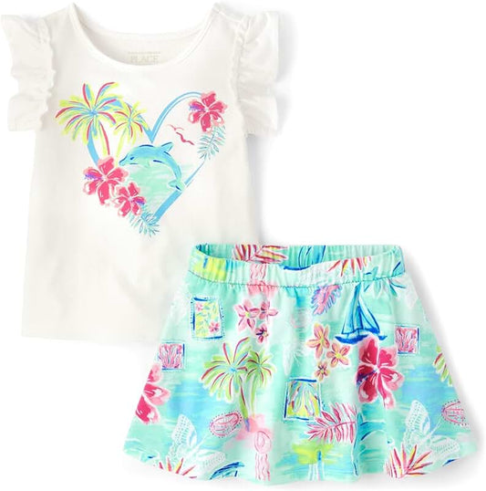 Baby Girl Sleeveless Tank Top and Skort Set