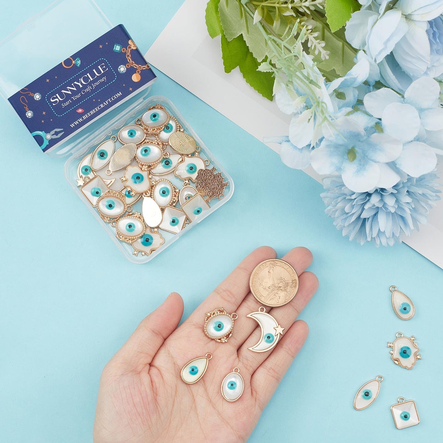 White Resin Charms Bulk for Jewelry Making and DIY Crafts