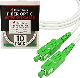 1M SC/APC to SC/APC Fiber Optic Internet Cable, 10 Pack