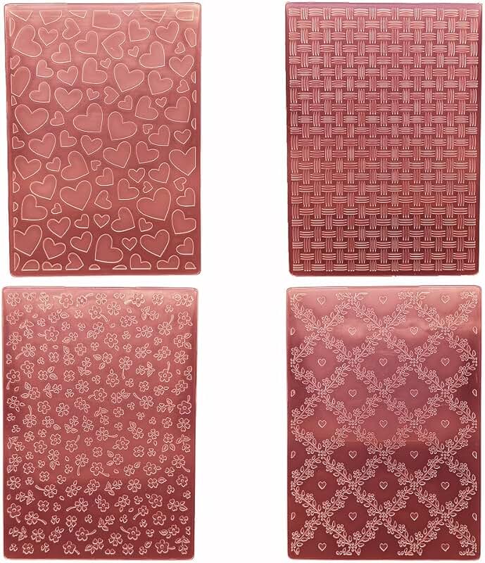 Set of 4 Plastic Embossing Folders for Card Making and Scrapbooking