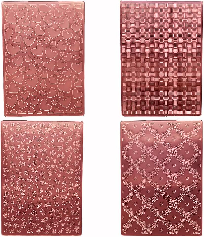 Set of 4 Plastic Embossing Folders for Card Making and Scrapbooking