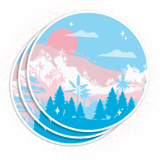 Set of three 3-inch transgender pride stickers